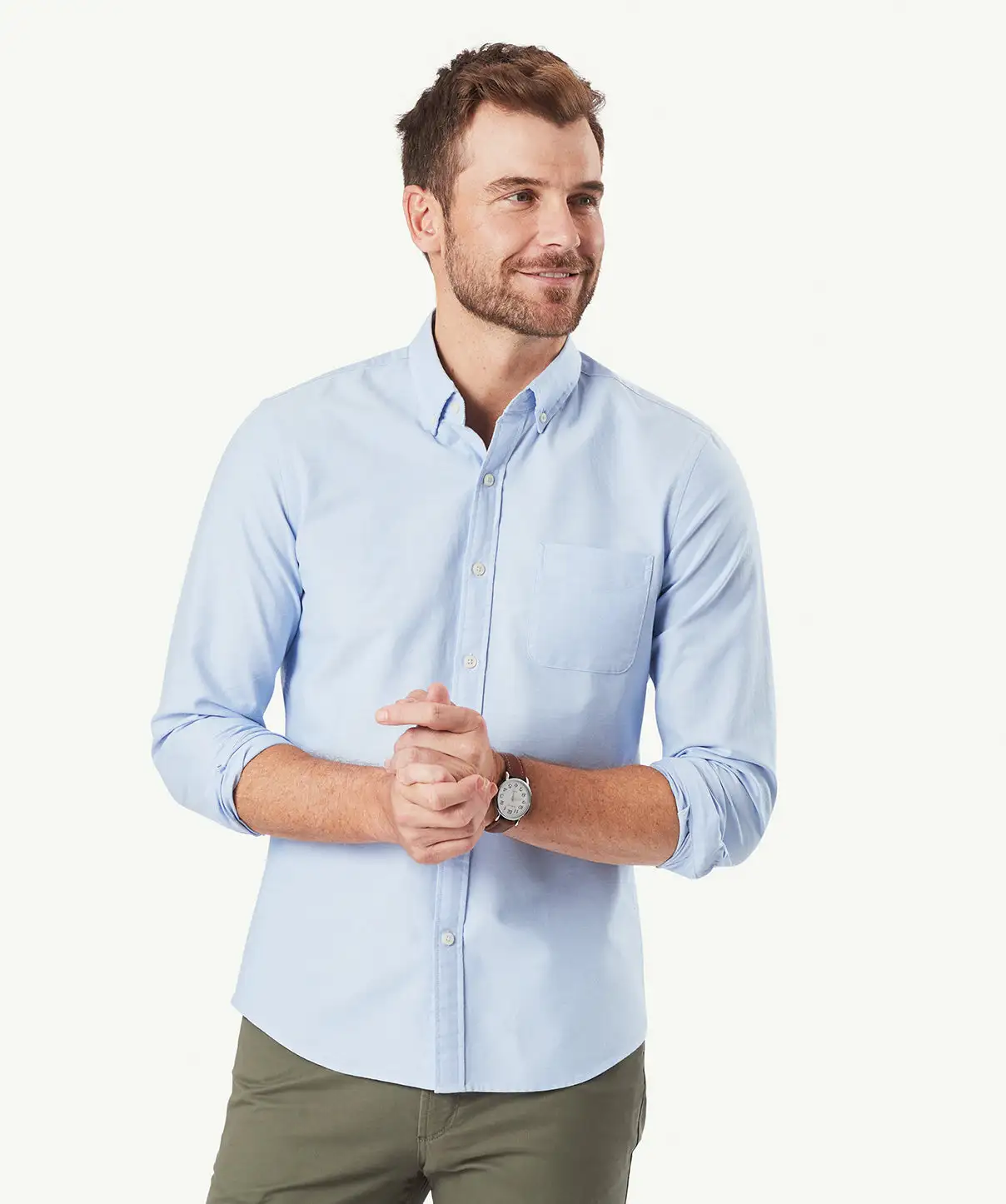 Gazman Tailored Casual Oxford Long Sleeve Shirt - Blue 3 Gazman Tailored Casual Oxford Long Sleeve Shirt - Blue