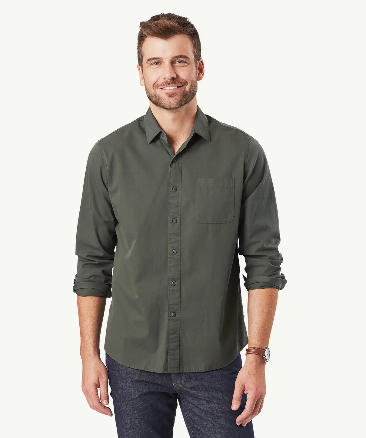 Gazman Authentic Twill Long Sleeve Shirt - Forest 3 Gazman Authentic Twill Long Sleeve Shirt - Forest