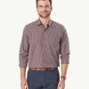 Gazman Easy Care Gingham Long Sleeve Shirt - Wine