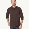 Gazman Authentic Twill Long Sleeve Shirt - Chocolate