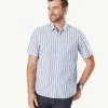 Gazman Casual Bold Stripe Short Sleeve Shirt - Navy Melange