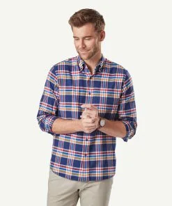 Gazman Brushed Herringbone Check Long Sleeve Shirt - Multi Check