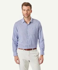 Gazman Brushed Arrow Print Long Sleeve Shirt - Pale Blue