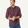 Gazman Brushed Twill Check Long Sleeve Shirt - Wine
