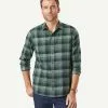Gazman Brushed Twill Check Long Sleeve Shirt - Forest