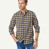 Gazman Brushed Twill Box Check Long Sleeve Shirt - Golden Yellow -Cheap Accessories Store 1 44605