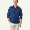 Gazman Pure French Linen Long Sleeve Shirt - Navy
