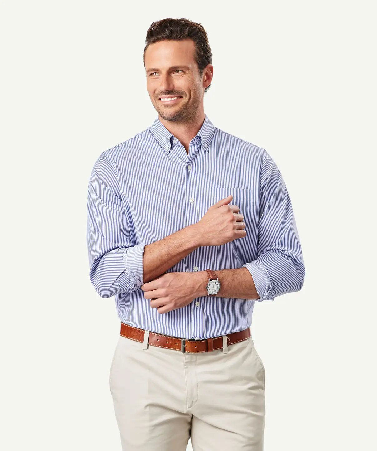 Gazman GAZFLEX Performance Stripe Long Sleeve Shirt - Navy 3 Gazman GAZFLEX Performance Stripe Long Sleeve Shirt - Navy