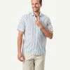 Gazman Casual Bold Melange Stripe Short Sleeve Shirt - Fern -Cheap Accessories Store 1 46400