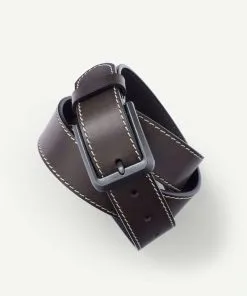 Gazman Stitch Leather Belt - Dark Chocolate