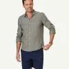 Gazman Tailored Pure French Linen Long Sleeve Shirt - Khaki