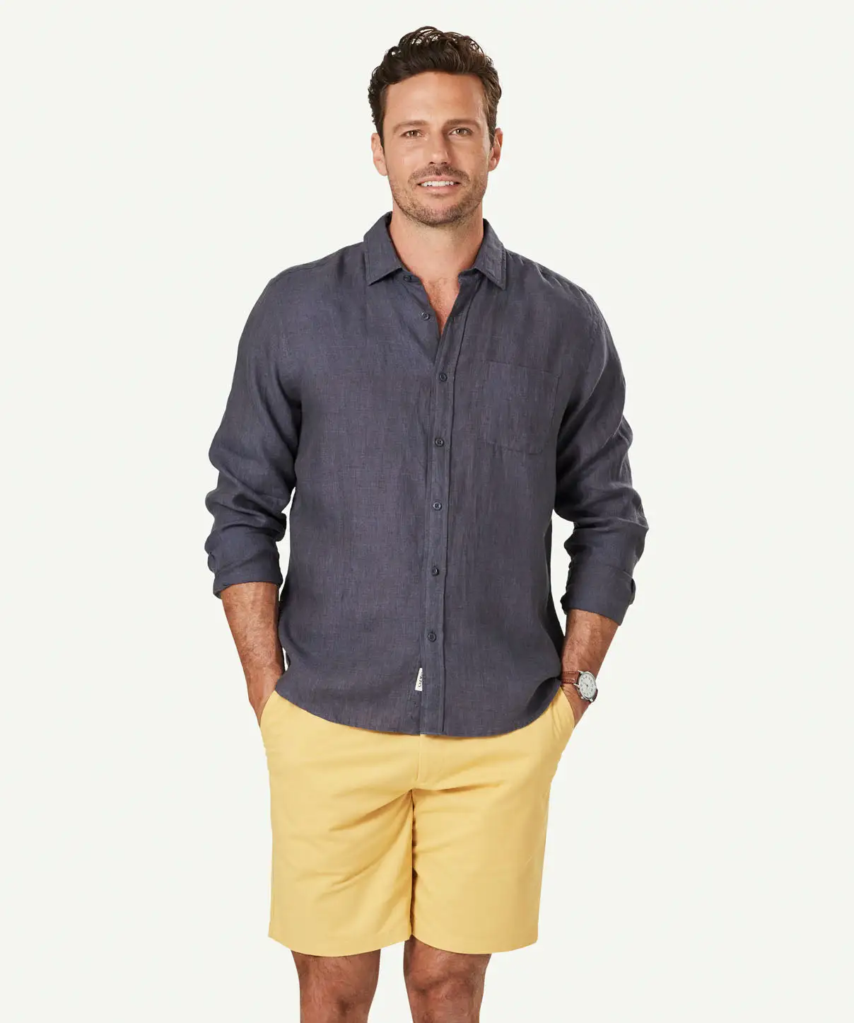 Gazman Pure French Linen Long Sleeve Shirt - Charcoal 3 Gazman Pure French Linen Long Sleeve Shirt - Charcoal