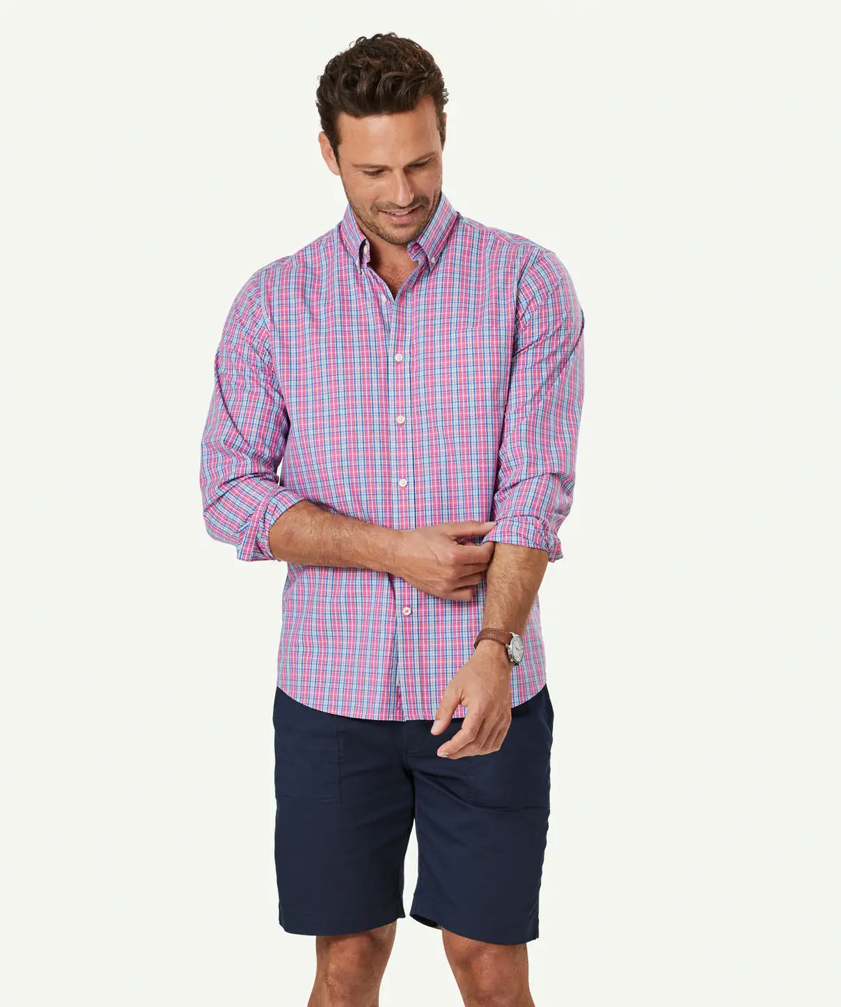 Gazman Easy Care Check Long Sleeve Shirt - Bright Pink 3 Gazman Easy Care Check Long Sleeve Shirt - Bright Pink