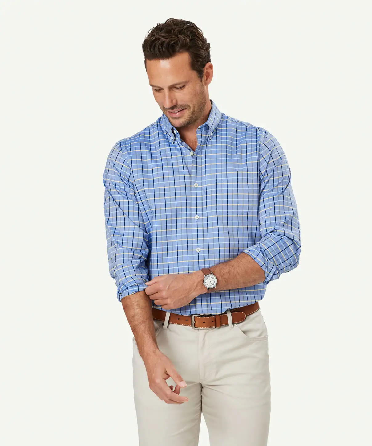 Gazman Easy Care Twill Check Long Sleeve Shirt - Chambray 3 Gazman Easy Care Twill Check Long Sleeve Shirt - Chambray