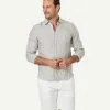 Gazman Tailored French Linen Stripe Long Sleeve Shirt - Sage