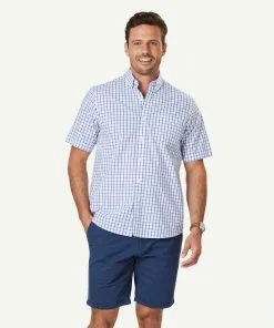 Gazman Easy Care Check Short Sleeve Shirt - White