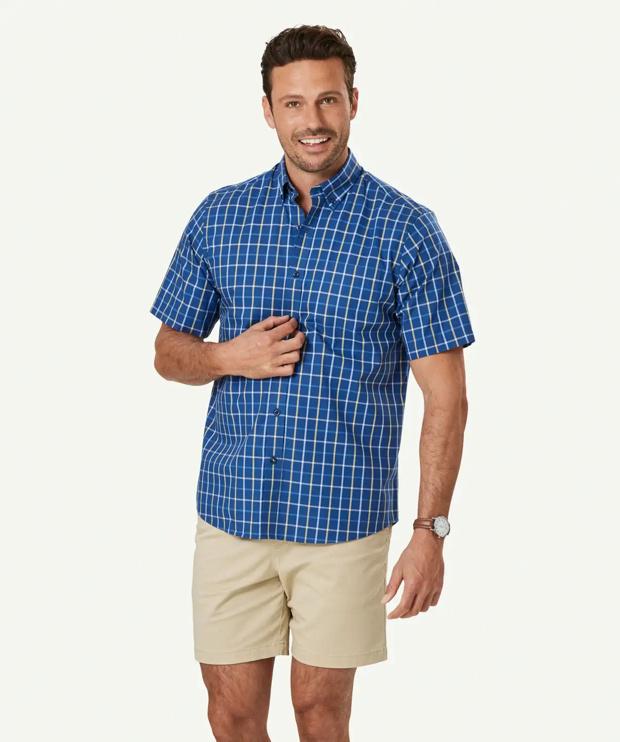 Gazman Easy Care Check Short Sleeve Shirt - Navy 3 Gazman Easy Care Check Short Sleeve Shirt - Navy