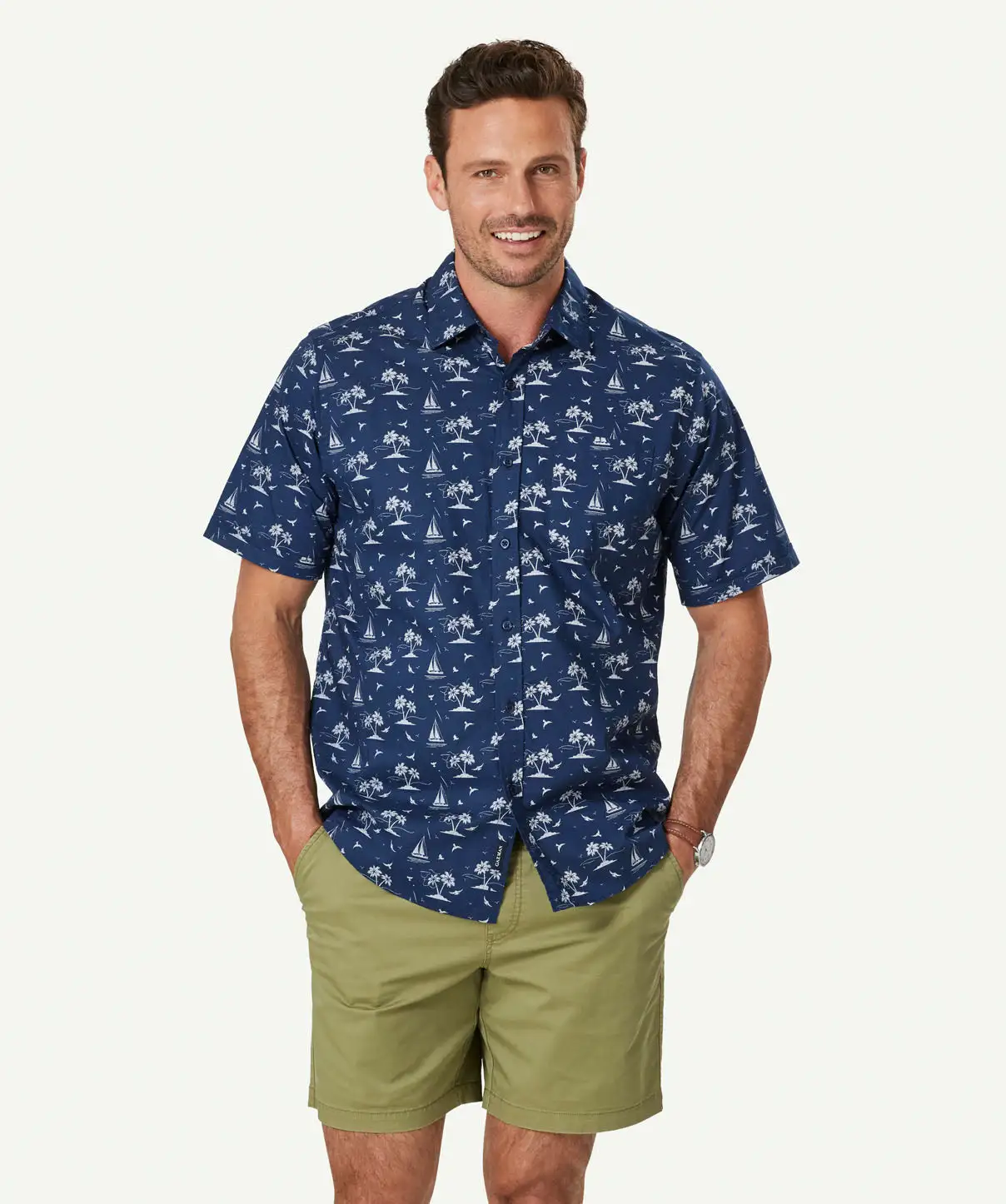 Gazman Casual Island Print Short Sleeve Shirt - Midnight 3 Gazman Casual Island Print Short Sleeve Shirt - Midnight