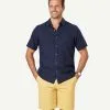 Gazman Linen Blend Plain Short Sleeve Shirt - Navy -Cheap Accessories Store 1 47363