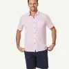 Gazman Linen Blend Plain Short Sleeve Shirt - Light Pink
