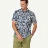 Gazman Linen Blend Leaf Print Short Sleeve Shirt - Navy 2 Gazman Linen Blend Leaf Print Short Sleeve Shirt - Navy -Cheap Accessories Store 1 47394