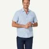 Gazman Linen Blend Stripe Short Sleeve Shirt - Blue 1 Gazman Linen Blend Stripe Short Sleeve Shirt - Blue -Cheap Accessories Store 1 47404