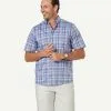 Gazman Easy Care Oxford Check Short Sleeve Shirt - Chambray -Cheap Accessories Store 1 47435