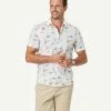 Gazman Tailored Casual Palm Print Short Sleeve Shirt - Ecru -Cheap Accessories Store 1 47450