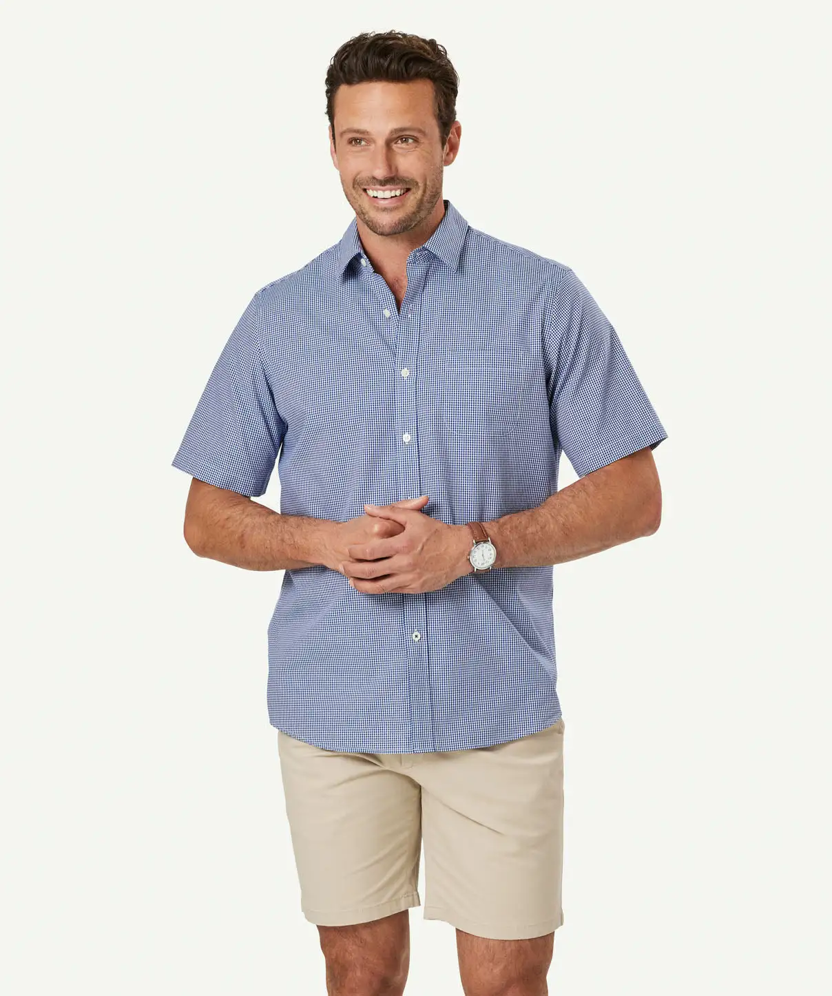 Gazman Easy Care Gingham Short Sleeve Shirt - Navy 3 Gazman Easy Care Gingham Short Sleeve Shirt - Navy