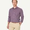 Gazman Easy Care Check Long Sleeve Shirt - Burgundy