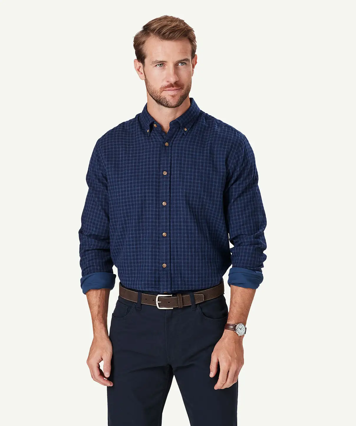 Gazman Casual Double Faced Check Long Sleeve Shirt - Midnight 3 Gazman Casual Double Faced Check Long Sleeve Shirt - Midnight