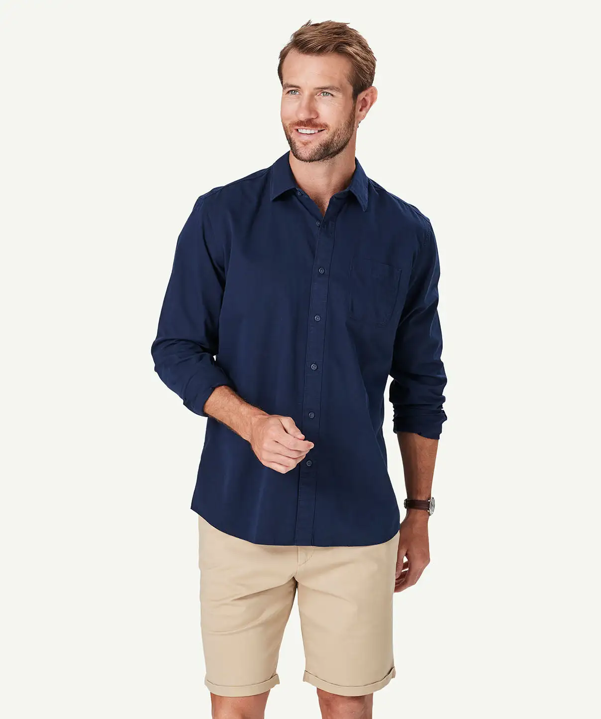 Gazman Authentic Twill Long Sleeve Shirt - Navy 3 Gazman Authentic Twill Long Sleeve Shirt - Navy