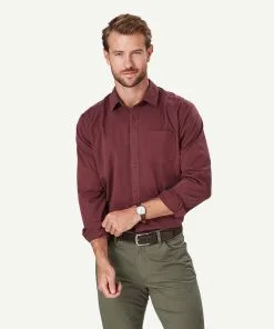 Gazman Authentic Twill Long Sleeve Shirt - Wine