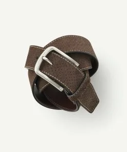 Gazman Suede Perforated Belt - Chocolate