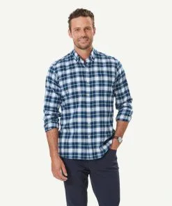 Gazman Brushed Twill Check Long Sleeve Shirt - Slate