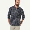 Gazman Brushed Twill Check Long Sleeve Shirt - Navy -Cheap Accessories Store 1 49980