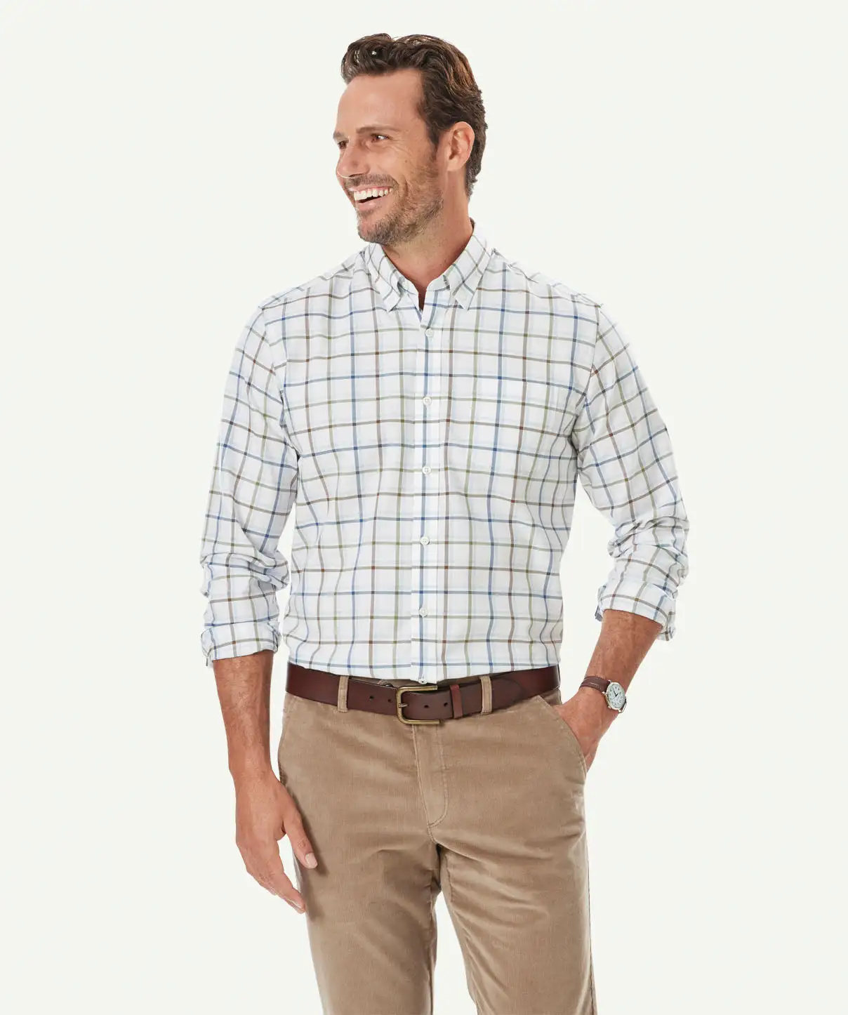 Gazman Easy Care Oxford Check Long Sleeve Shirt - White 3 Gazman Easy Care Oxford Check Long Sleeve Shirt - White