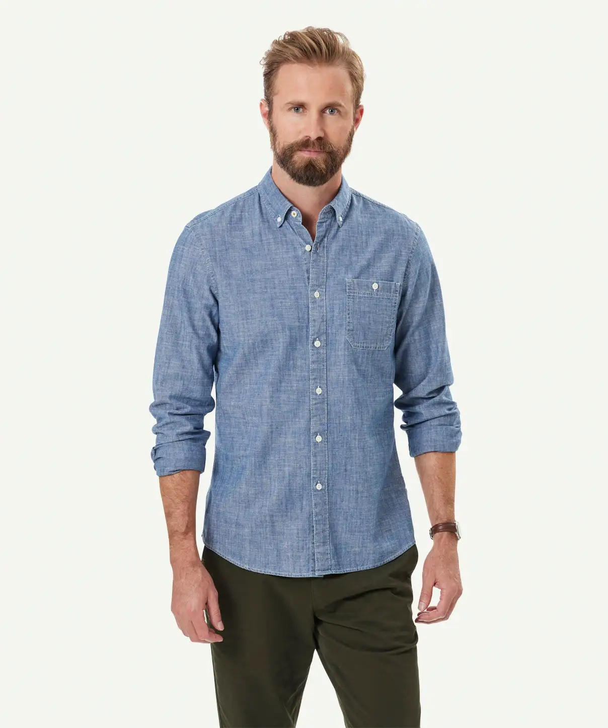 Gazman Tailored Casual Chambray Long Sleeve Shirt - Chambray 3 Gazman Tailored Casual Chambray Long Sleeve Shirt - Chambray