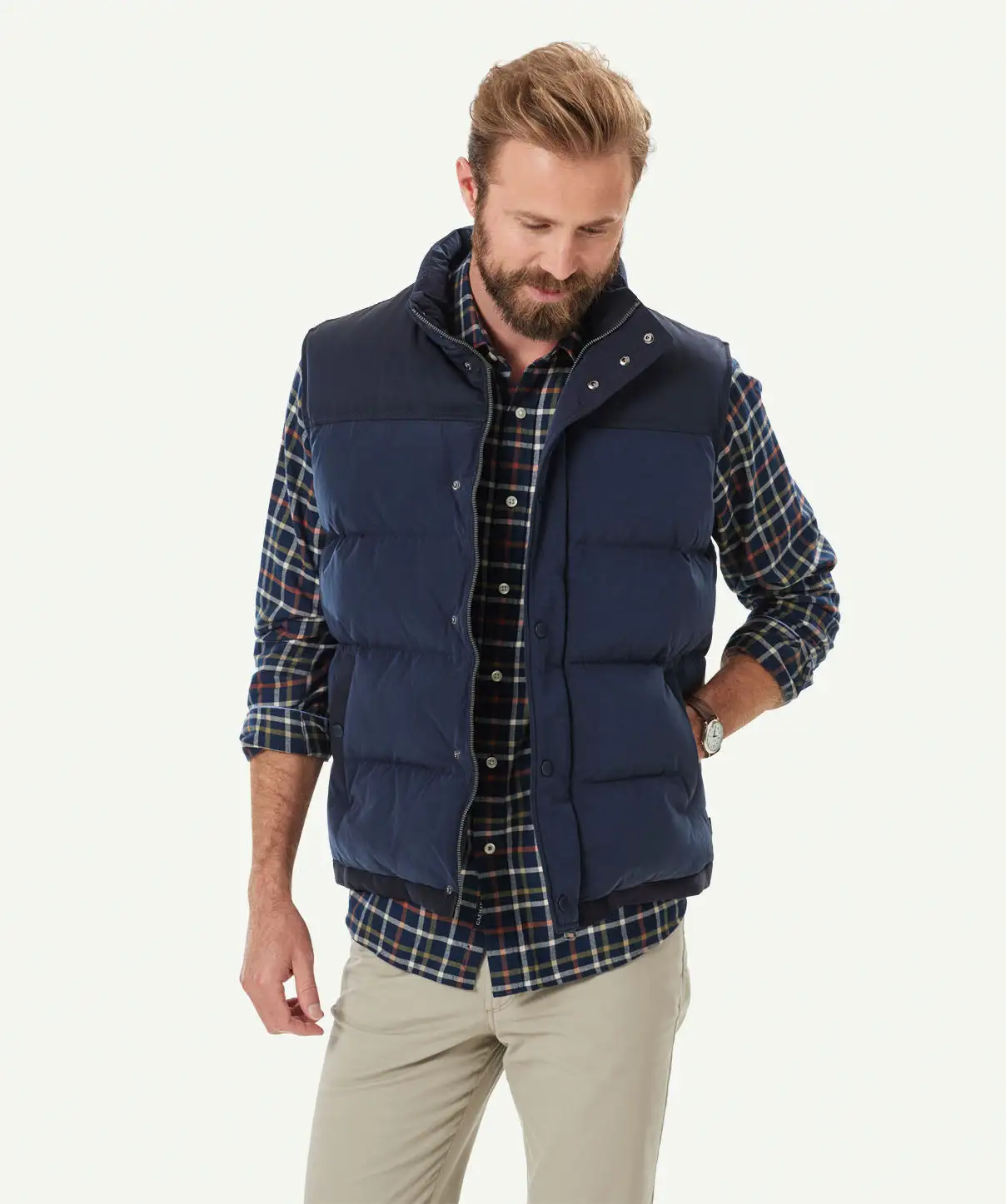Gazman Wilmot Panel Vest - Navy 3 Gazman Wilmot Panel Vest - Navy