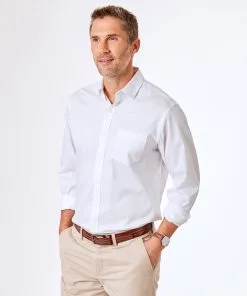 Gazman Easy Care Plain Twill Shirt - White