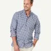 Gazman Easy Care Oxford Check Long Sleeve Shirt - Navy