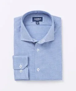 Gazman Tailored Fit Geo Business Shirt - Navy