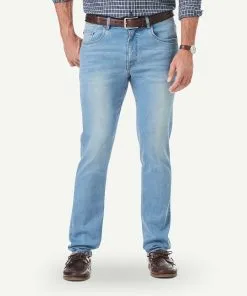 Gazman Tencel Comfort Straight Fit Jeans - Light Denim