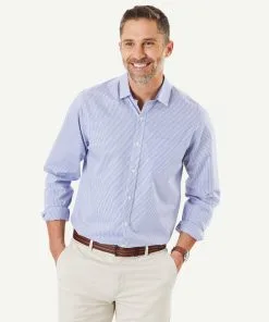 Gazman Easy Care Stretch Check Shirt - Blue