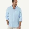 Gazman Pure Linen Plain Long Sleeve Shirt - Turquoise
