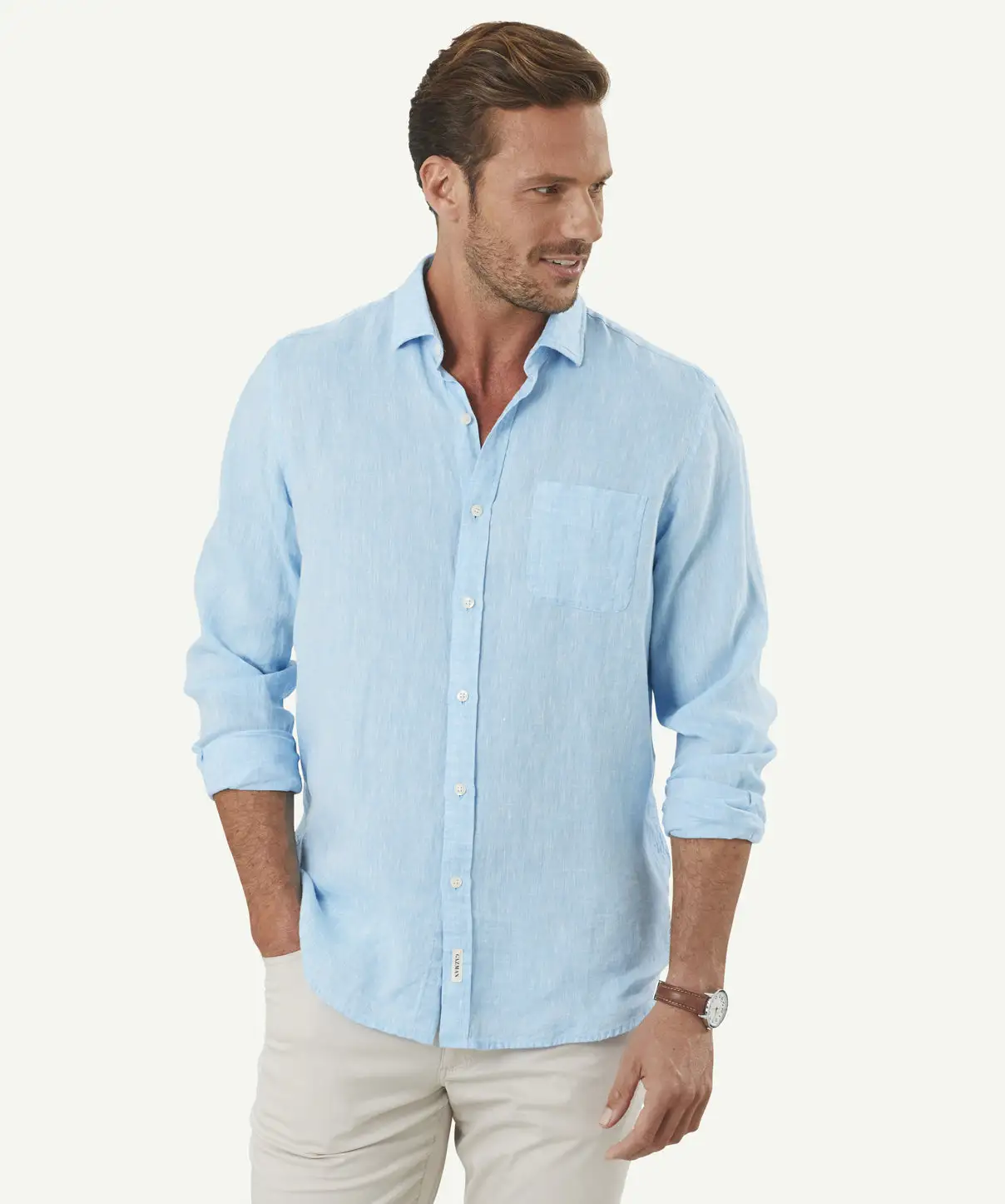 Gazman Pure Linen Plain Long Sleeve Shirt - Turquoise 3 Gazman Pure Linen Plain Long Sleeve Shirt - Turquoise
