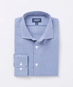 Gazman Tailored Fit Geo Business Shirt - Navy