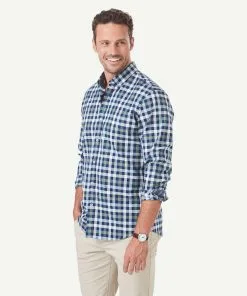 Gazman Tailored Fit Easy Care Twill Check Shirt - Forest
