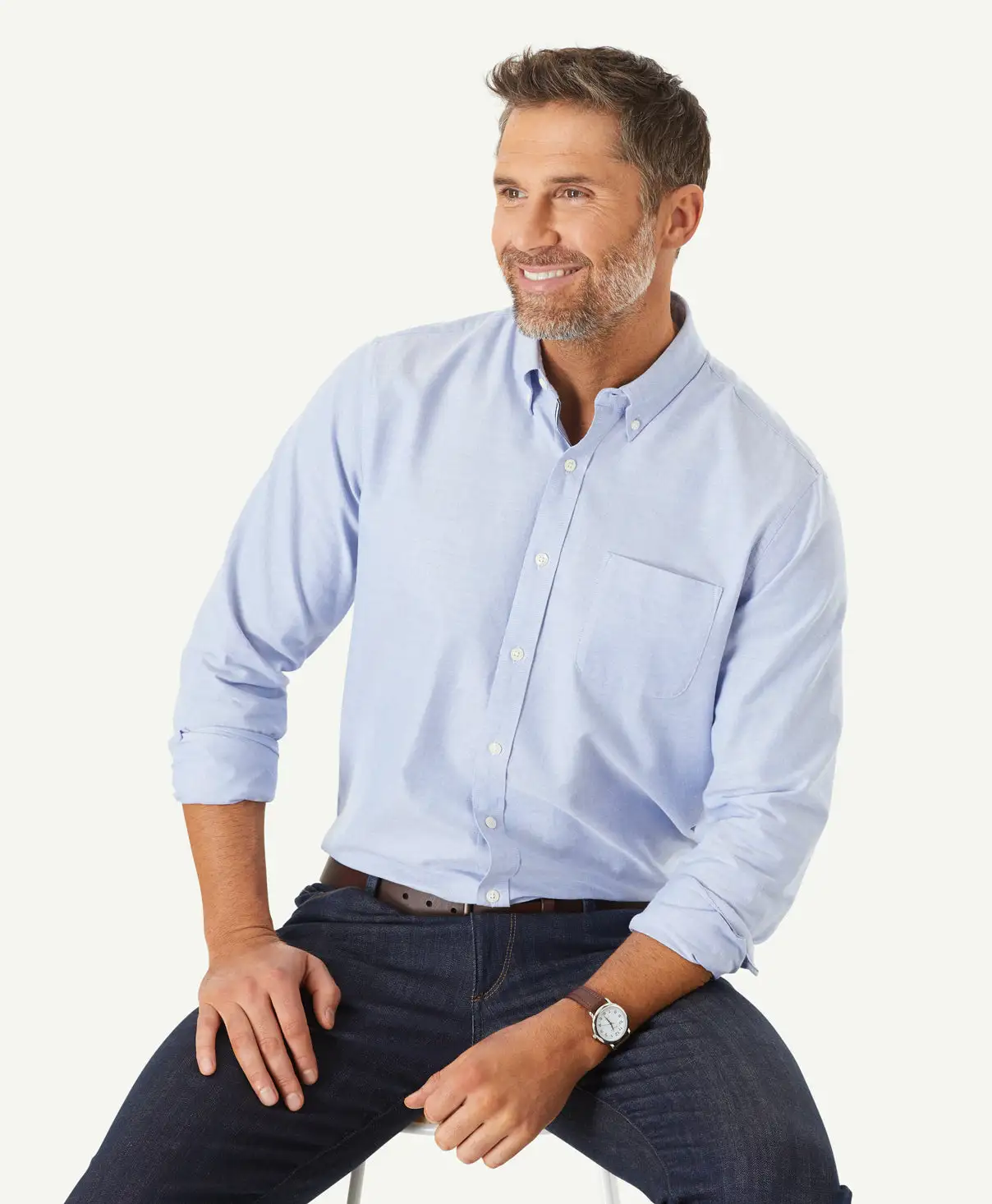 Gazman Casual Plain Oxford Shirt - Sky Blue 3 Gazman Casual Plain Oxford Shirt - Sky Blue