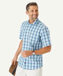 Gazman Melange Check Short Sleeve Shirt - Mint